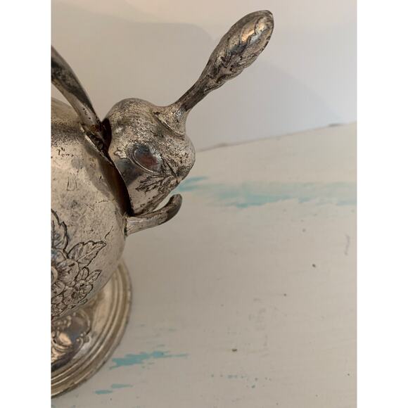 Vintage Raimond Sugar Scuttle with Scoop Silverplate with Zinc Alloy Lining Flor - Picture 5 of 10